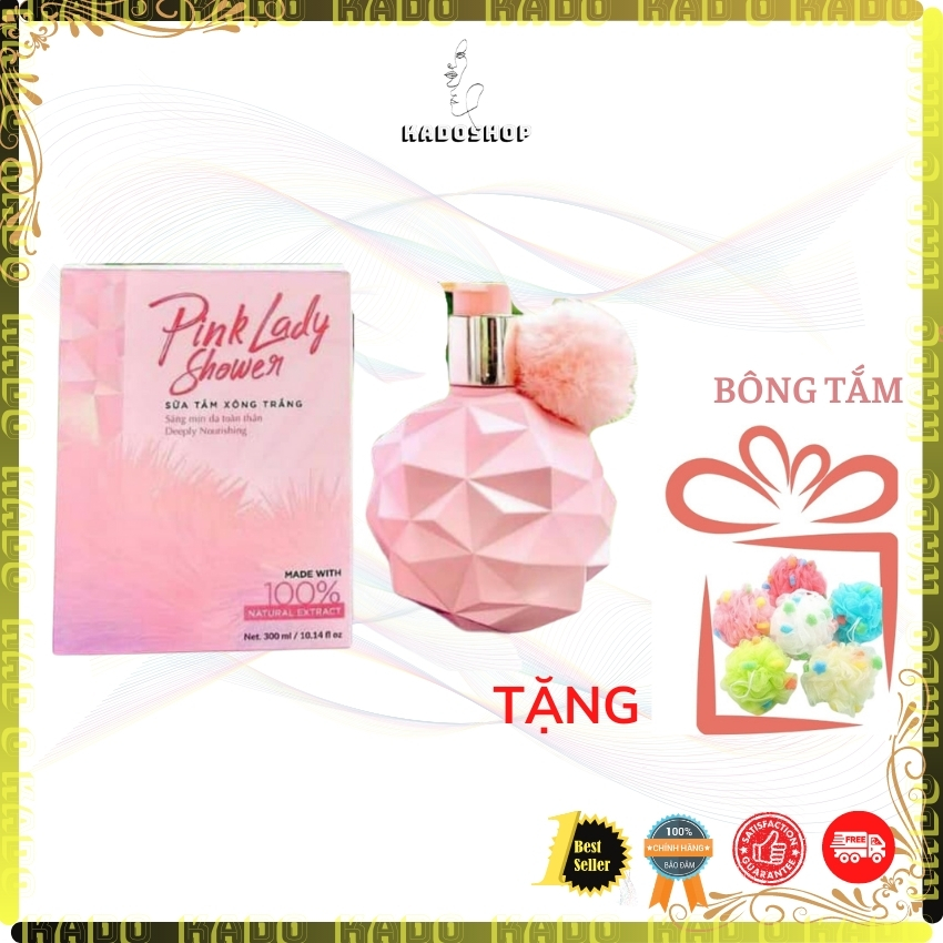 [Tặng Bông Tắm] Sữa Tắm Xông Trắng Pink Lady 300Ml - Trắng Sáng - Mịn Màng - Thơm Tinh Tế