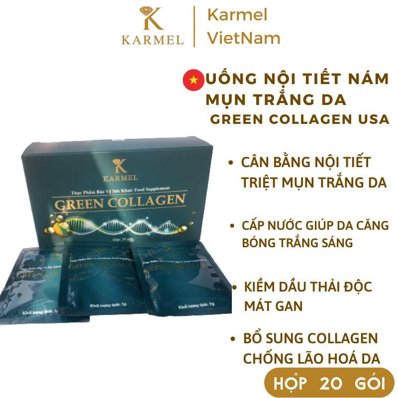 Nội Tiết Nám Mụn Cân Bằng Nội Tiết Giúp Da Trắng Sáng Tăng Sinh Collagen - GREEN WHITE COLLAGEN USA 