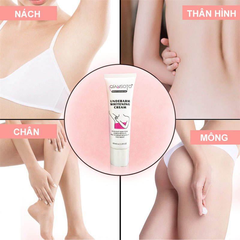 [HCM]QIANSOTO 60ml Kem Sát Nách Trắng Da Chân Đầu Gối Tư Nhân Phần Làm Trắng Công Thức Dưỡng Ẩm Thân Mật Chăm Sóc Da Kem dưỡng trắng toàn thân da tối màu và vùng dưới chân bikini