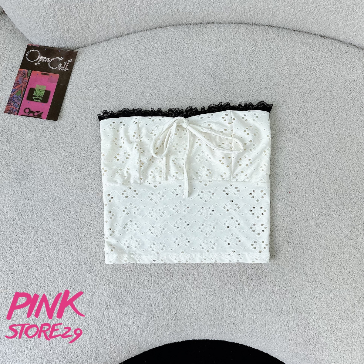Áo Tube Nữ Kiểu Viền Ren PINKSTORE29 Phối Dây Buộc Ngực Gợi Cảm A5860
