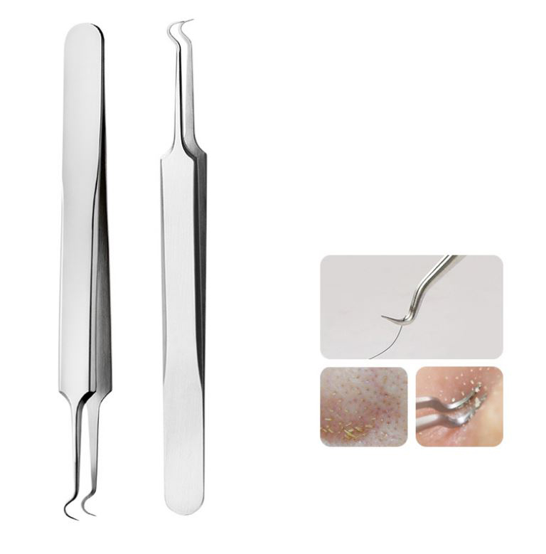 [HCM]Nhíp gắp mụn bằng thép không gỉ đầu cong tiện dụng