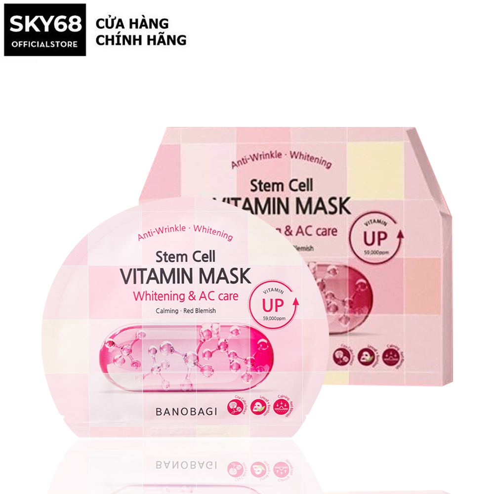 Hộp 10 Mặt nạ BANOBAGI Dưỡng Sáng Và Chăm Sóc Da Mụn Stem Cell Vitamin Mask 30ml x10 - CARO AC Care