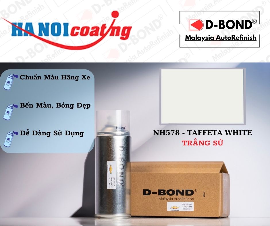 Sơn Xịt Xóa Vết Xước Ô TÔ HONDA CITY Màu TRẮNG SỨ Code NH578 - TAFFETA WHITE Chính Hãng D-BOND Chất 