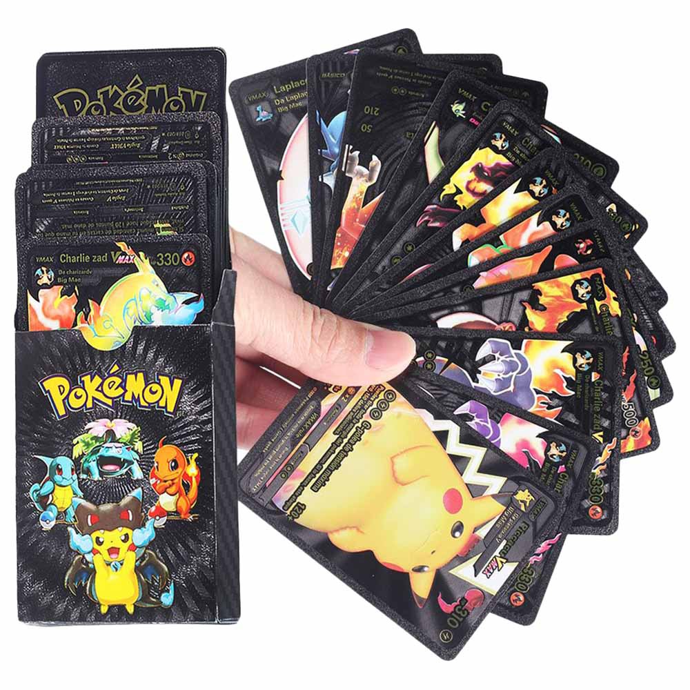 Thẻ bài Pokemon mạ vàng cao cấp màu vàng kim đen và bạc cao cấp siêu đẹp
