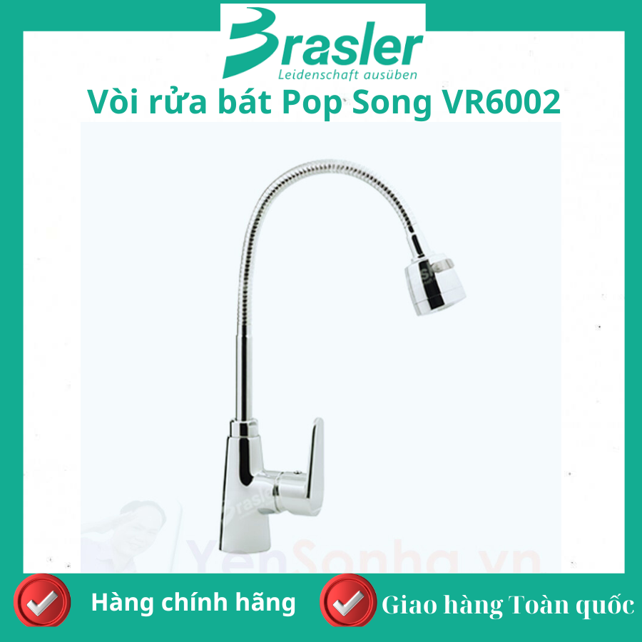Vòi chậu rửa chén bát nóng lạnh Pop Song VR6002- Cần mềm tiện dụngchính hãng bảo hành 3 năm