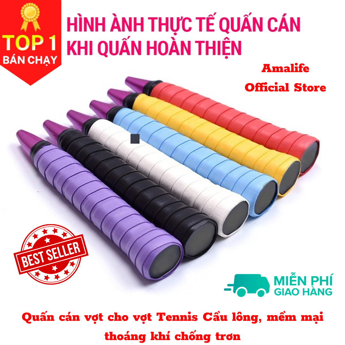 Quấn cán vợt cầu lông quần cán vợt tennis cho vợt Tennis Cầu lông mềm mại thoáng khí chống trơn thoá