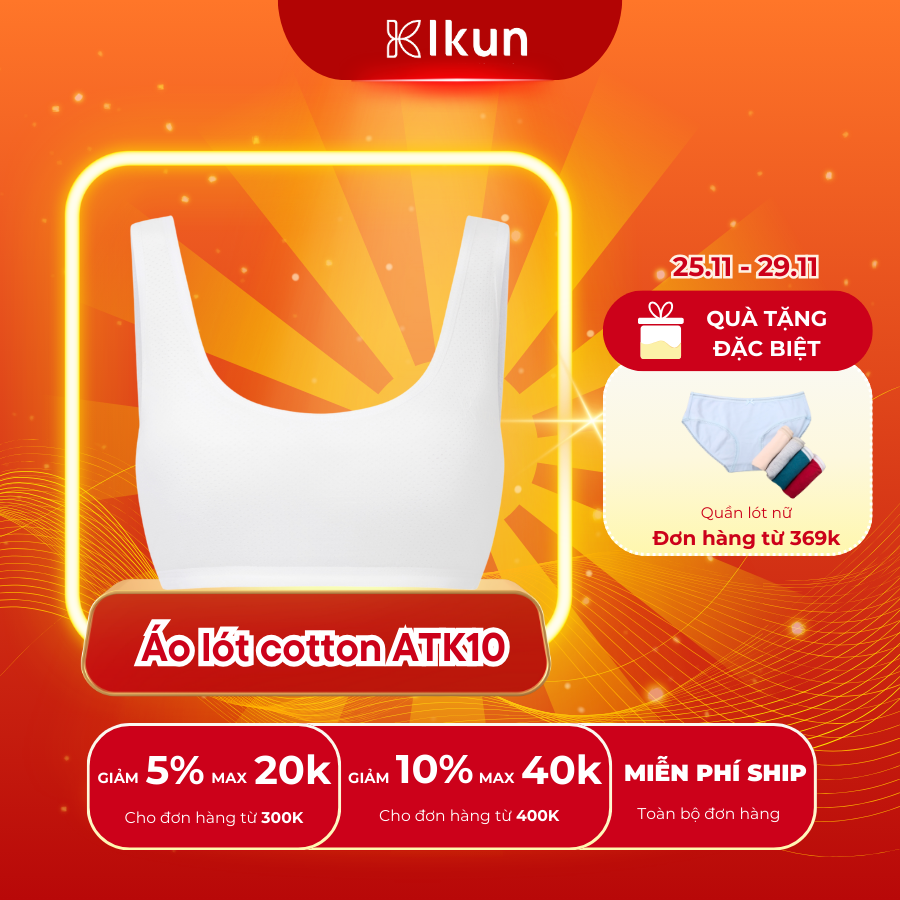Áo lót bé gái mới dậy thì ATK10 IKun cotton thoáng khí đệm lót bông mỏng 1mm