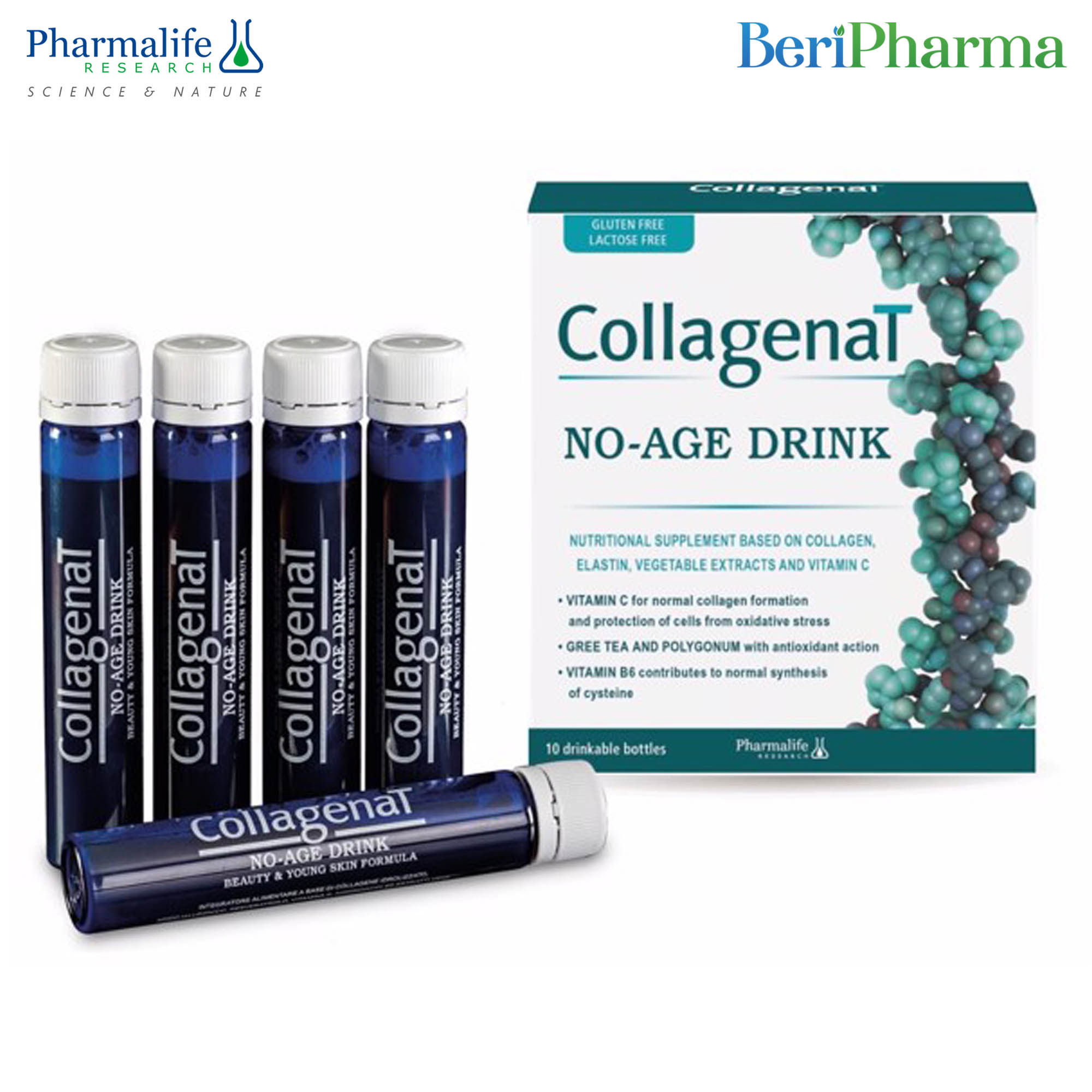 [HCM]Pharmalife Thực Phẩm Bổ Sung Collagen Cao Cấp Châu Âu Trẻ Hóa Da Collagenat No-Age 10 ống x 25ml