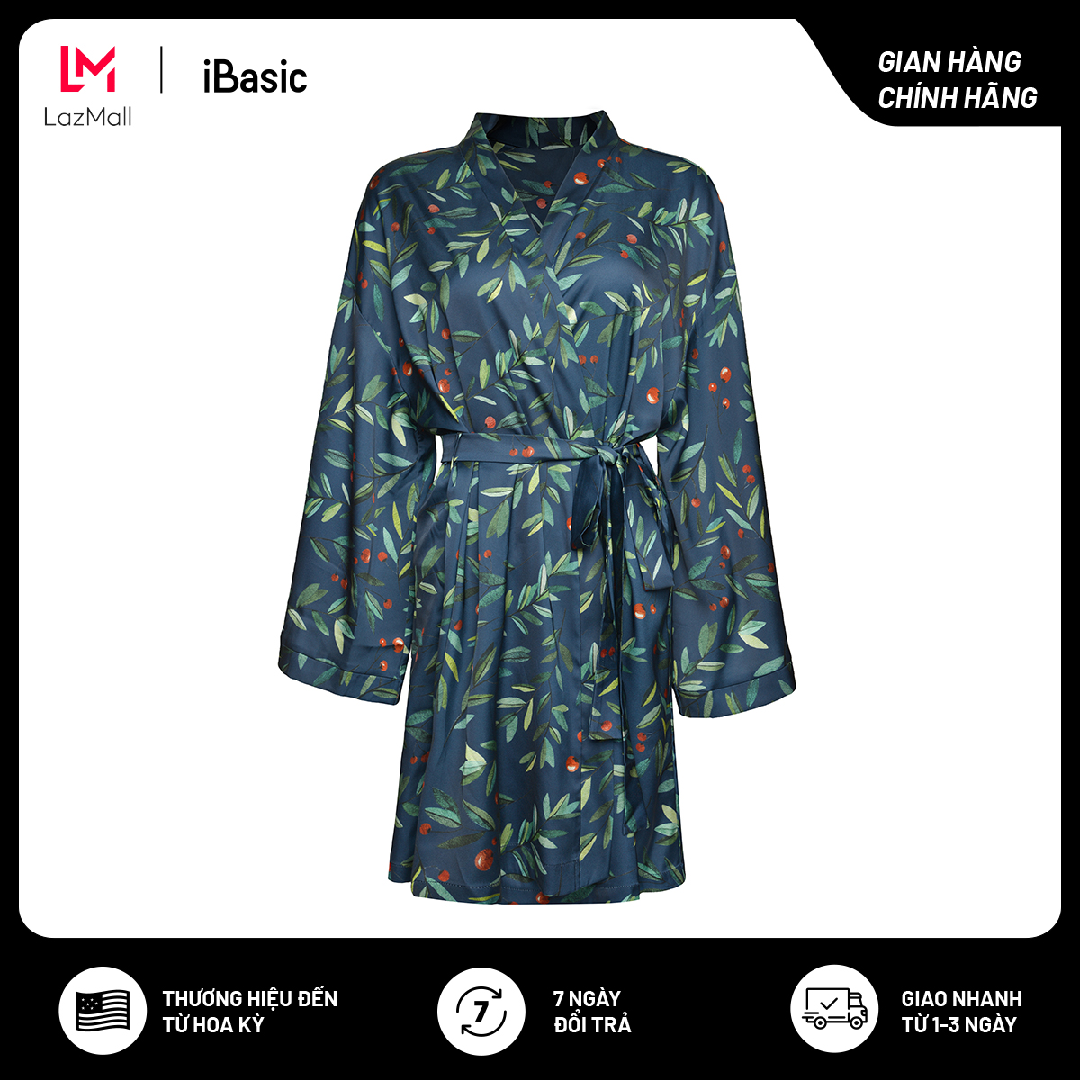 Áo choàng kimono iBasic lụa satin SW055