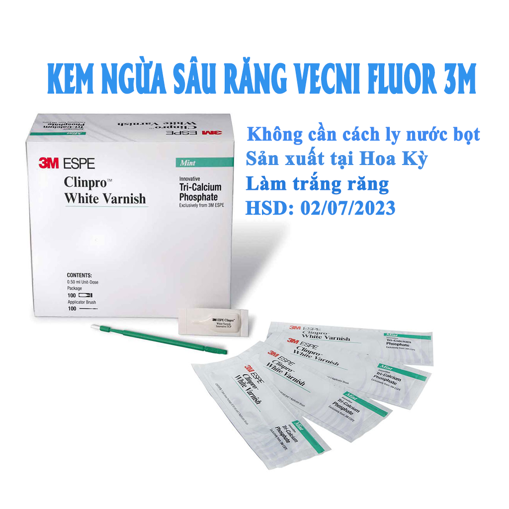LOẠI CAO CẤP] VECNI FLOUR 3M  Ngừa sâu răng làm trắng răng vị bạc hà [KHÔNG CẦN CÁCH LI NƯỚC BỌT]