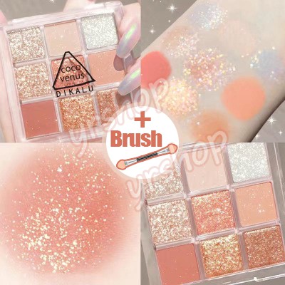 [Freeship] Bảng Phấn Mắt Dikalu Baby Bb1 Siêu Hót Mịn Mượt Lên Màu Cưc Chuẩn {Tặng Kèm Cọ Đánh Phấn Mắt Siêu Xinh Tiện Dụng} . Phấn Mắt 9 Ô Màu Dikalu Coco Venus Xuka Cosmetic .