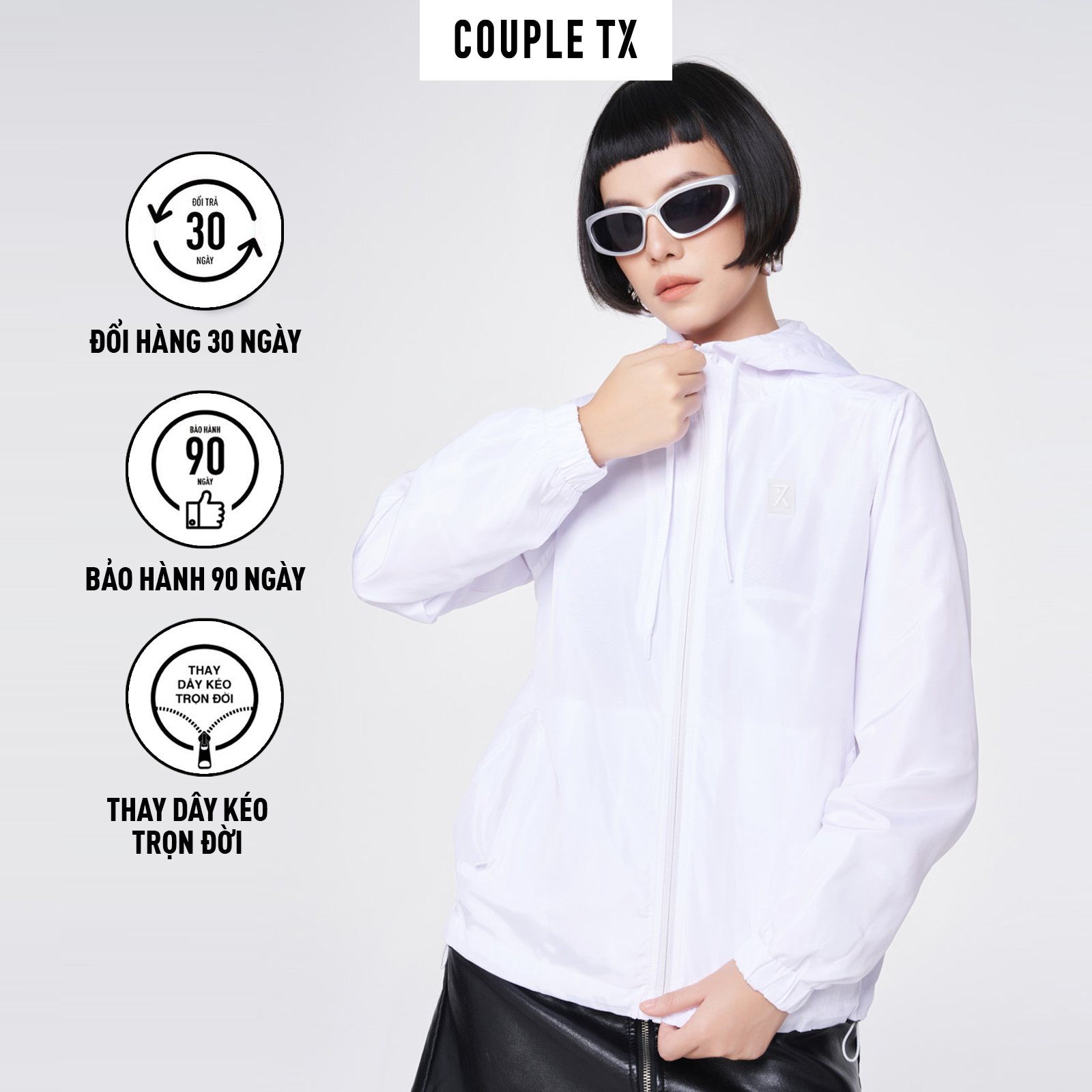Áo Khoác Dù Nữ COUPLE TX - Áo Khoác Chống Nắng Tránh Gió Có Nón Basic  WOP 2047/ WOP 2040