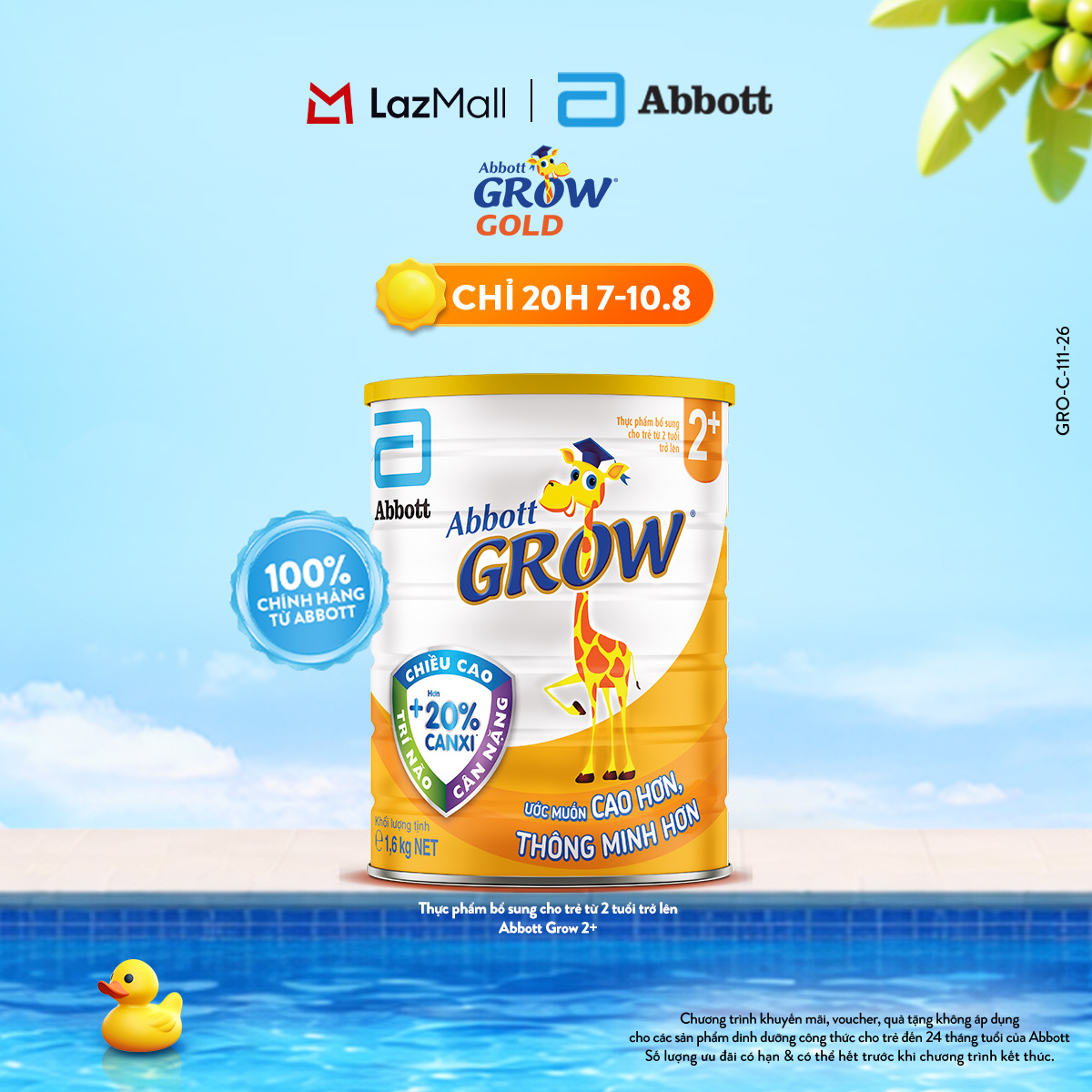 Lon sữa bột Abbott Grow Gold 6+ 800g tặng 1 Kính bơi hươu Grow