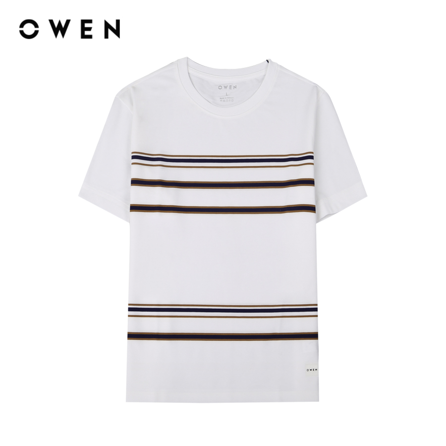 OWEN - Áo thun nam Tshirt ngắn tay Body Fit TSN233236 màu Trắng chất liệu CVC Spandex