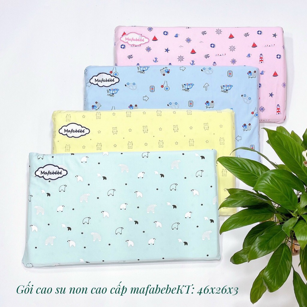 Gối cao su MAFABEBE hàng túi zip có lỗ thông hơi chống bẹp đầu cho bé