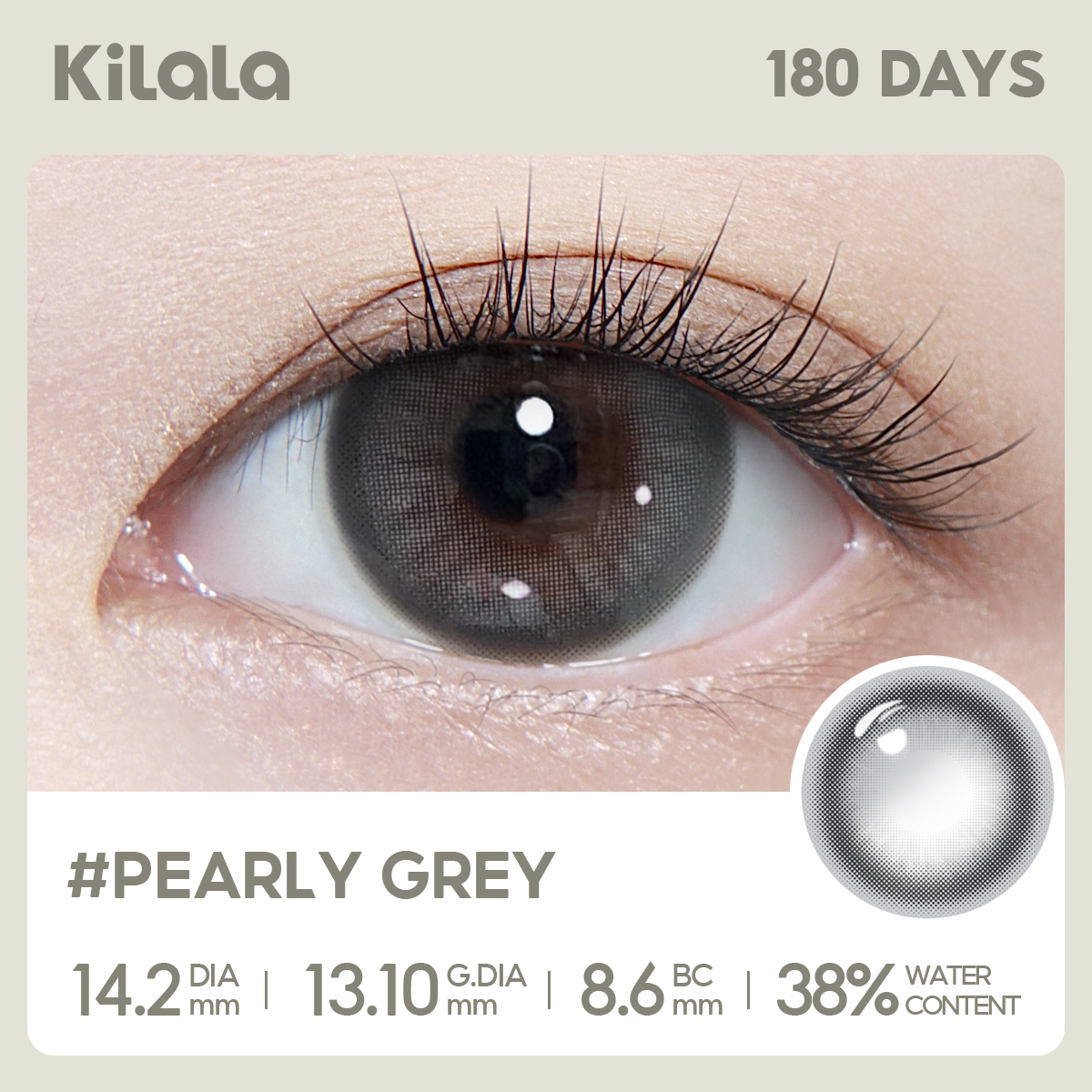 Kilala Kính áp tròng xám 6 tháng Lychee Grey/Ice Litchi Grey/Strawberry Pink DIA 14.2mm kính áp tròn