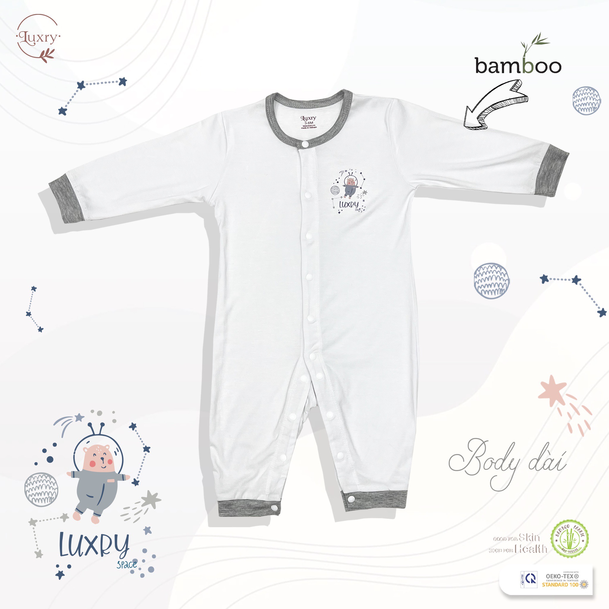 Body dài cho bé Luxry họa tiết thỏ đáng yêu