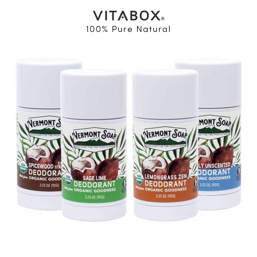 Vermont Soap - Lăn Khử Mùi Hữu Cơ Giúp Giảm Tiết Mồ Hôi Và Hôi Nách - Usda Organic Deodorant - 92G