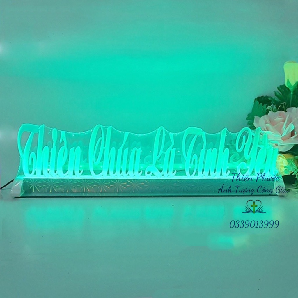 Chữ Mica Công Giáo - Chữ Điện Mica Thiên Chúa Là Tình Yêu Đèn Led 7 Màu ( 30Cm 40Cm 50Cm )