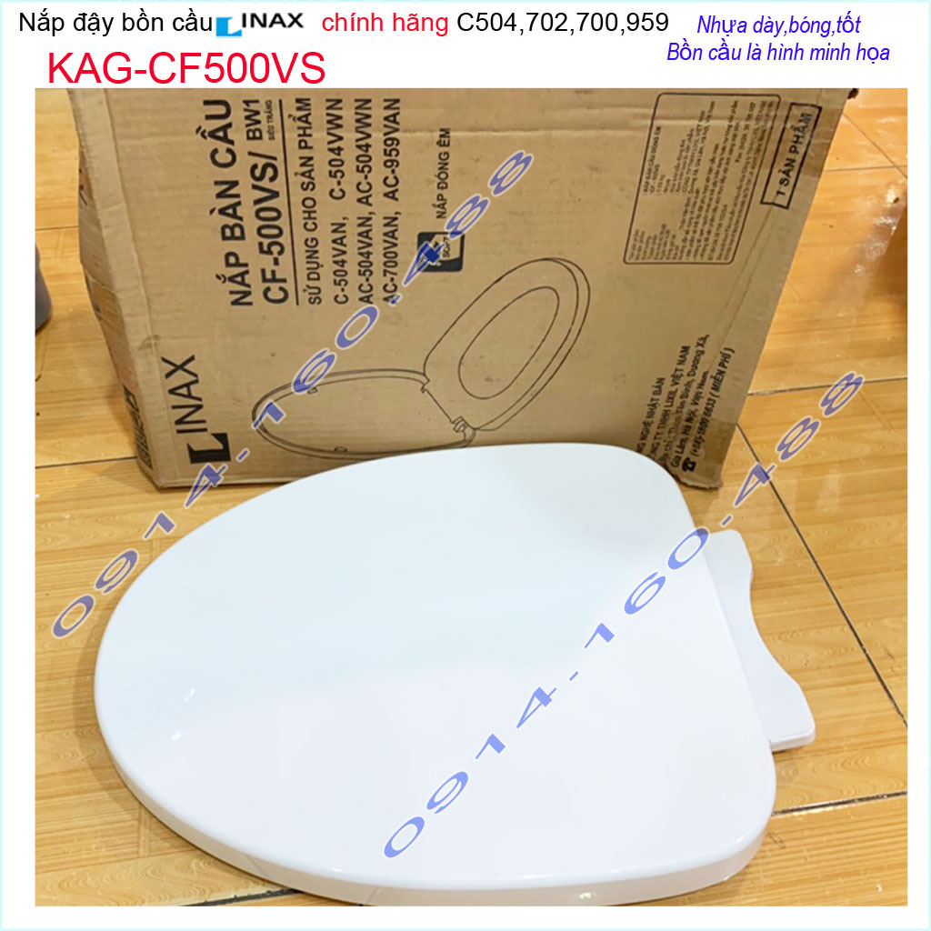 Nắp đậy bồn cầu Inax chínz hãng KAG-CF500VS nắp ÊM bàn cầu Inax C504VAN-C702-C700  rơi ÊM