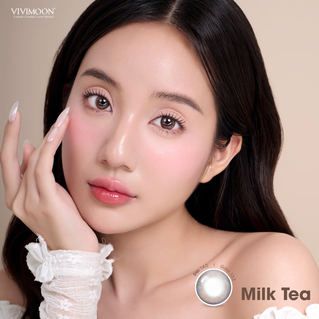 Kính áp tròng VIVIMOON LENS 1 ngày màu nâu trà sữa tự nhiên Milk Tea Brown (Giá 01 chiếc)