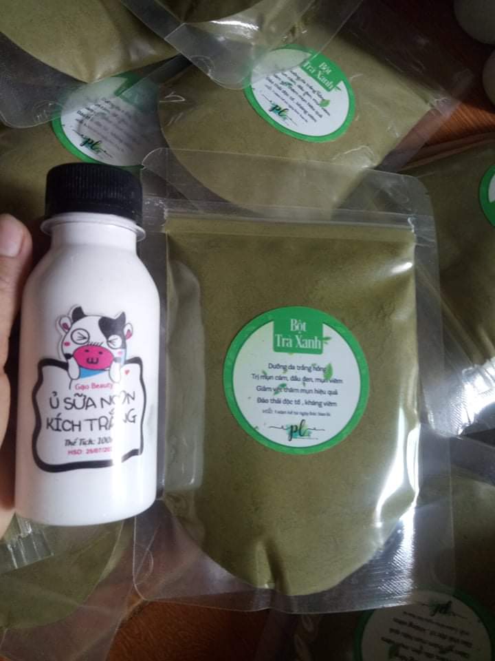 combo bột trà xanh ủ sữa non