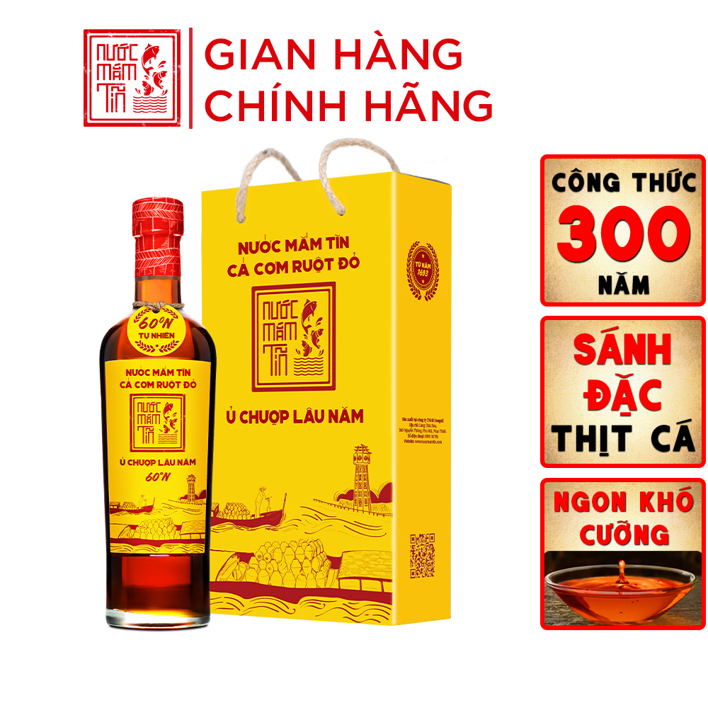 [60N - 500ml] 01 Chai Nước Mắm Tĩn Cá Cơm Ruột Đỏ Độ Đạm 60N Chai Thuỷ Tinh 500ml Nước Mắm Truyền Th
