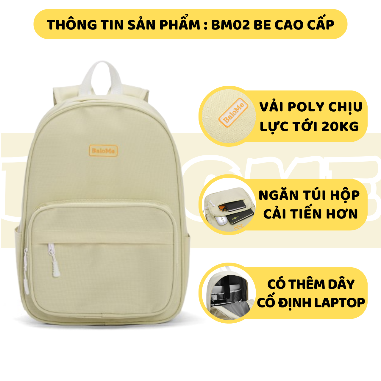 Balo Nam Nữ Thương Hiệu BaloMe Kiểu Dáng Basic Đi Học Đi Chơi Mã BM02