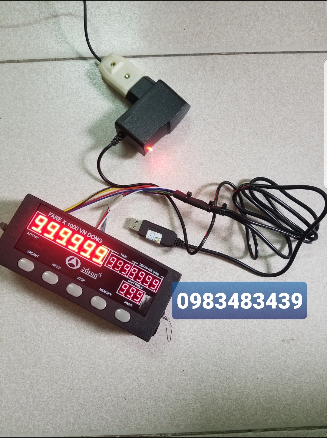 Cáp cài đặt giá cước đồng hồ taxi ADSUN