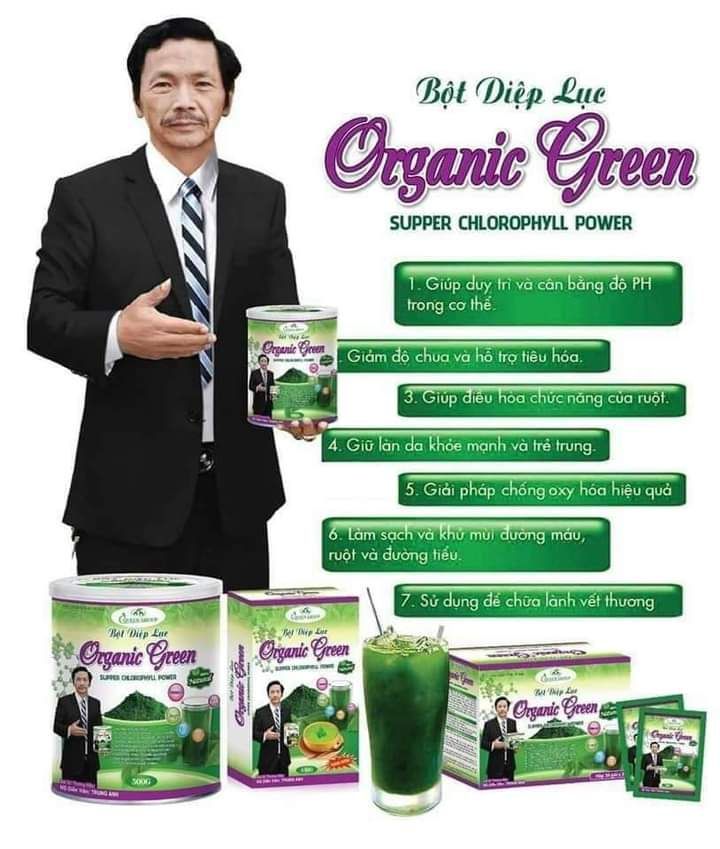 Bột Diệp Lục(Bột Rau Xanh) Organic Green 30 Gói Bổ Sung Chất Sơ Cho Người Lười Ăn Rau Hỗ Trợ Trị Mụn Đẹp Da Tiêu Hóa Tốt