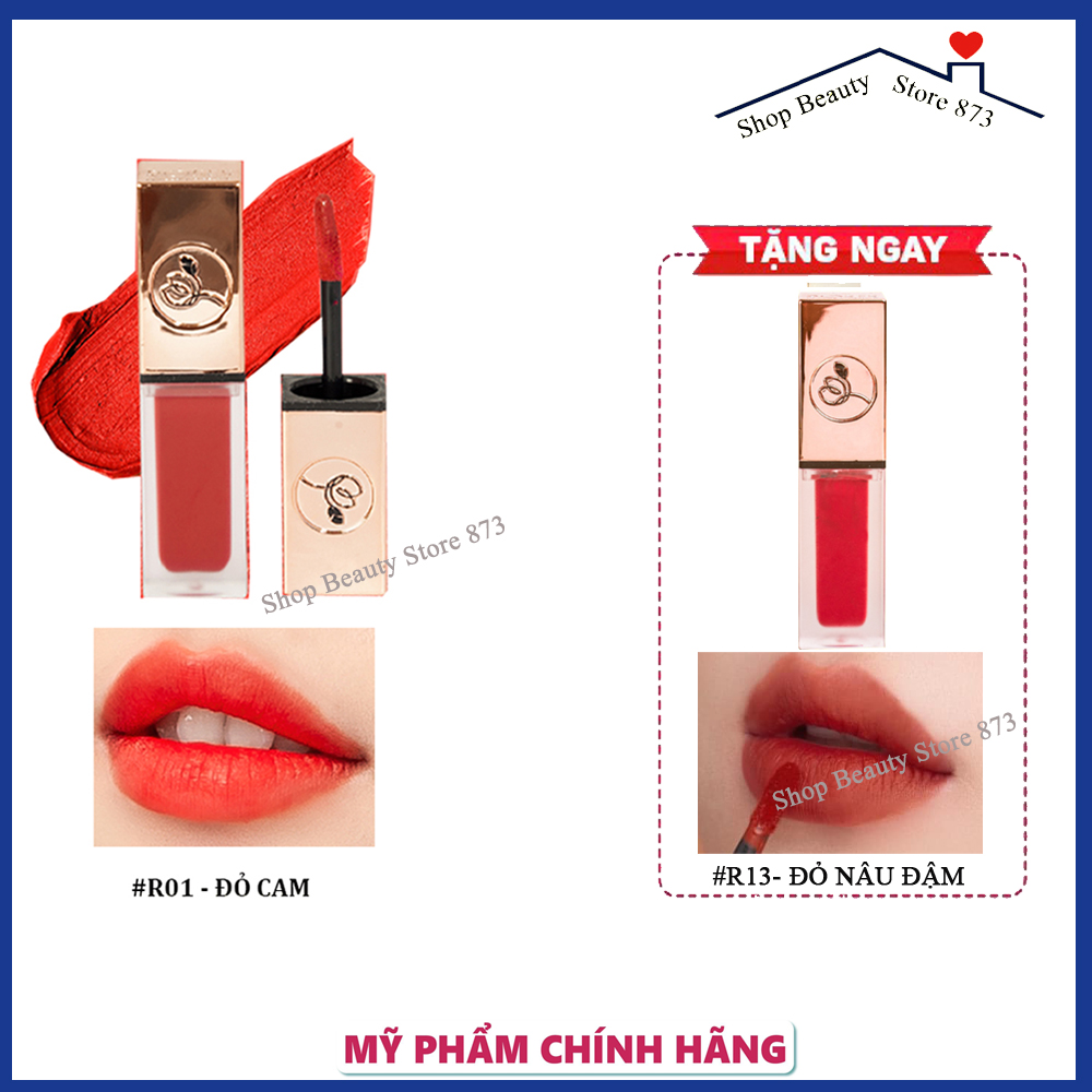 [Tặng 1 Son Đỏ Nâu Đậm ] Son Kem Lì Lâu Trôi Roses Matte Lipstick Minigarden Không Khô Môi An Toàn Không Chì Thủy Ngân