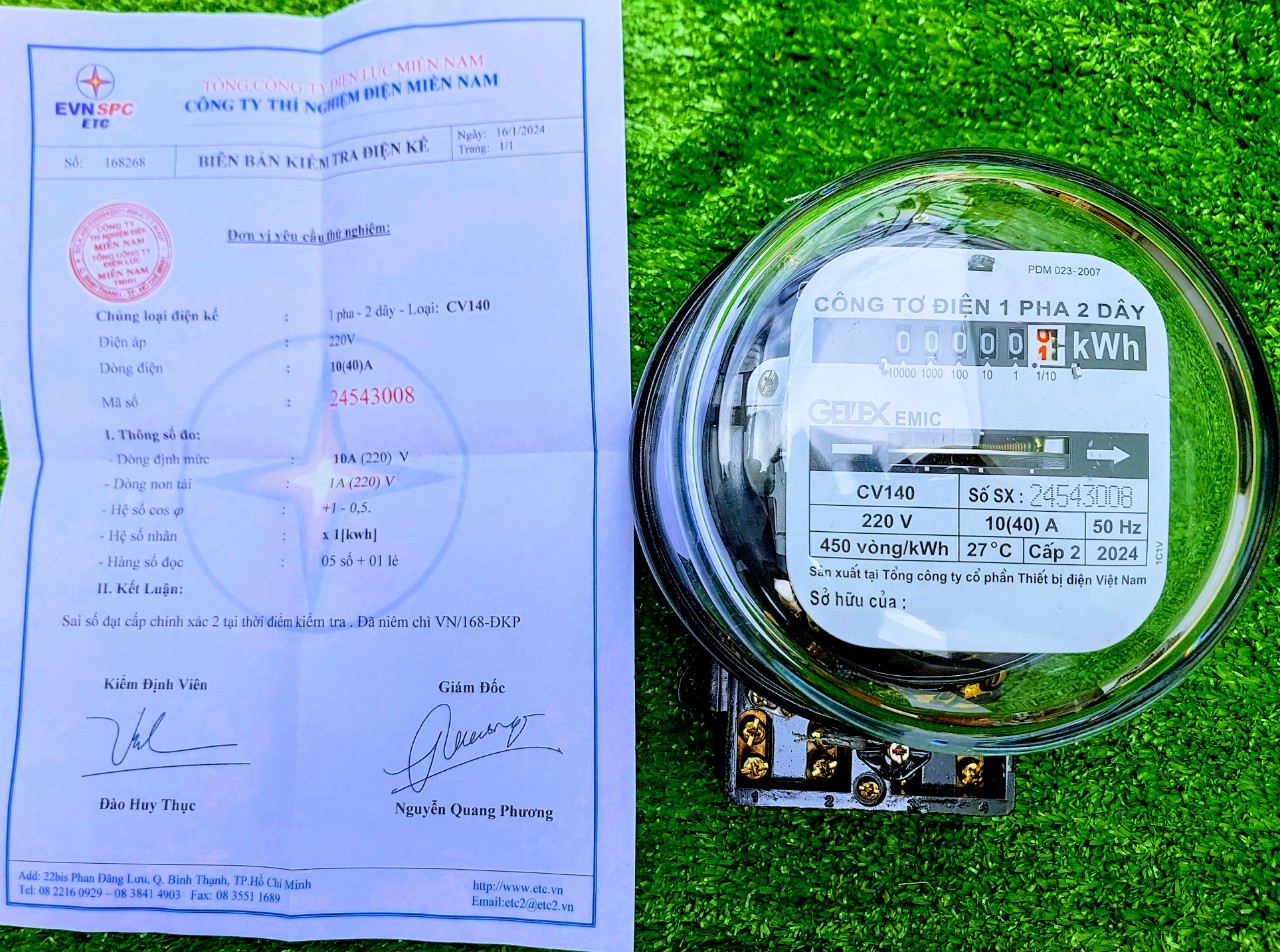 Đồng Hồ Điện Công Tơ Điện 1 Pha 2 Dây EMIC Có Giấy Kiểm Định