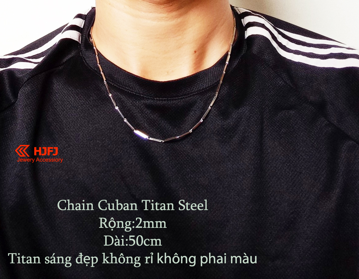 Dây Chuyền Nam Nữ Màu Bạc 2mm Chain Cuban Titan Steel 2mmX50cm