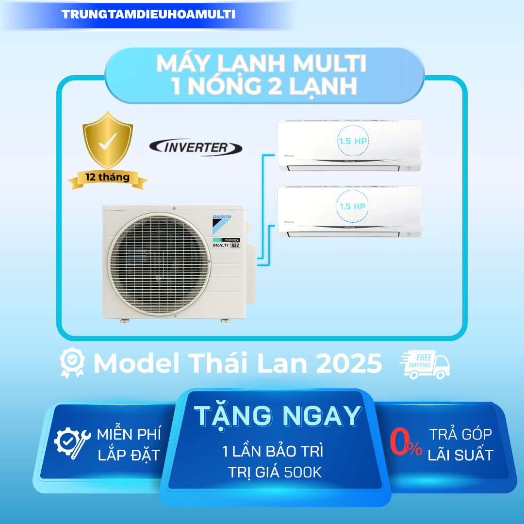 Máy lạnh Multi Daikin Inverter MKC70SVMV 1 Dàn Nóng 2- 3 Dàn Lạnh Treo Tường Gas R32 Chính hãng Daik