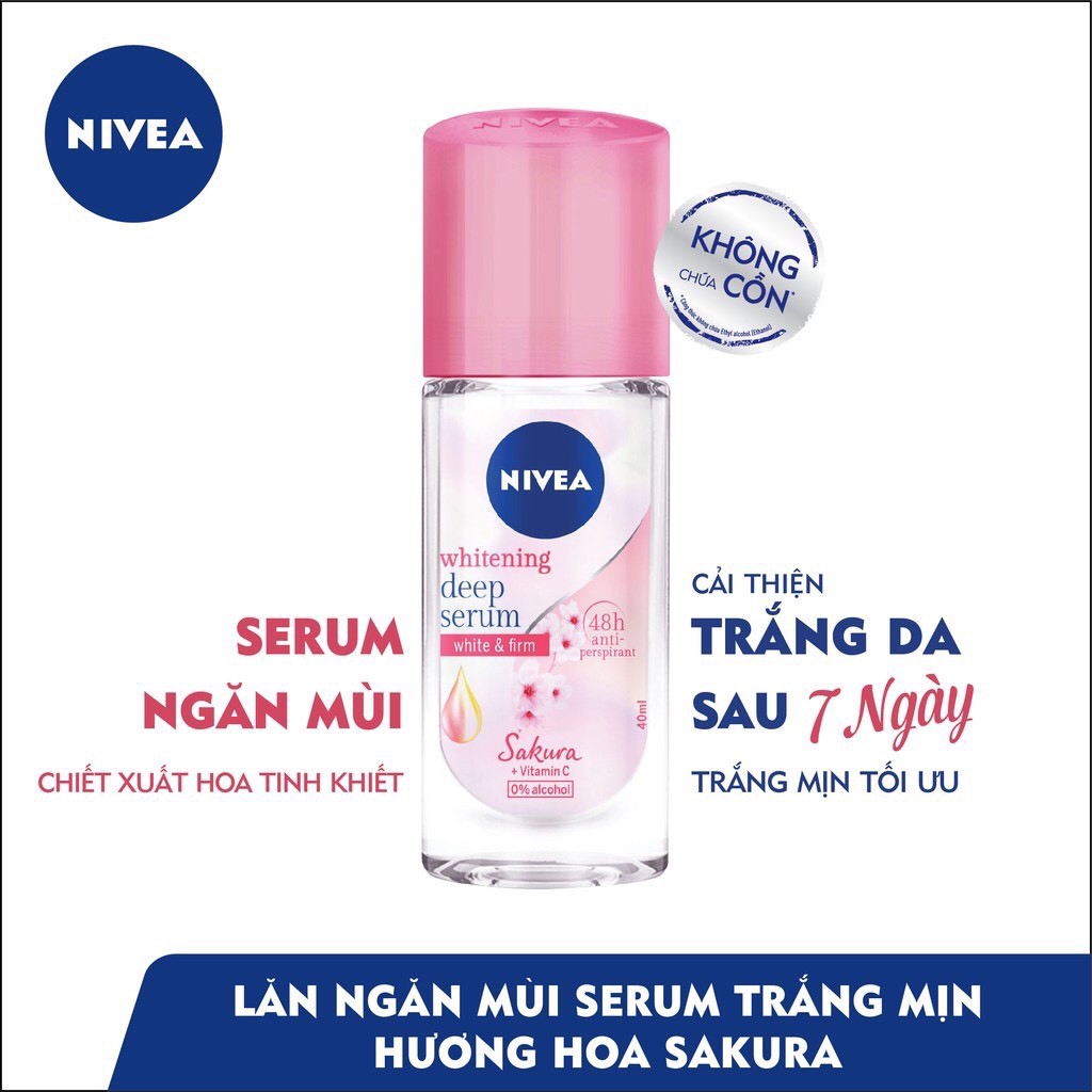 [Hcm]Lăn Serum Ngăn Mùi Nivea Trắng Mịn Hương Hoa Sakura (40Ml)