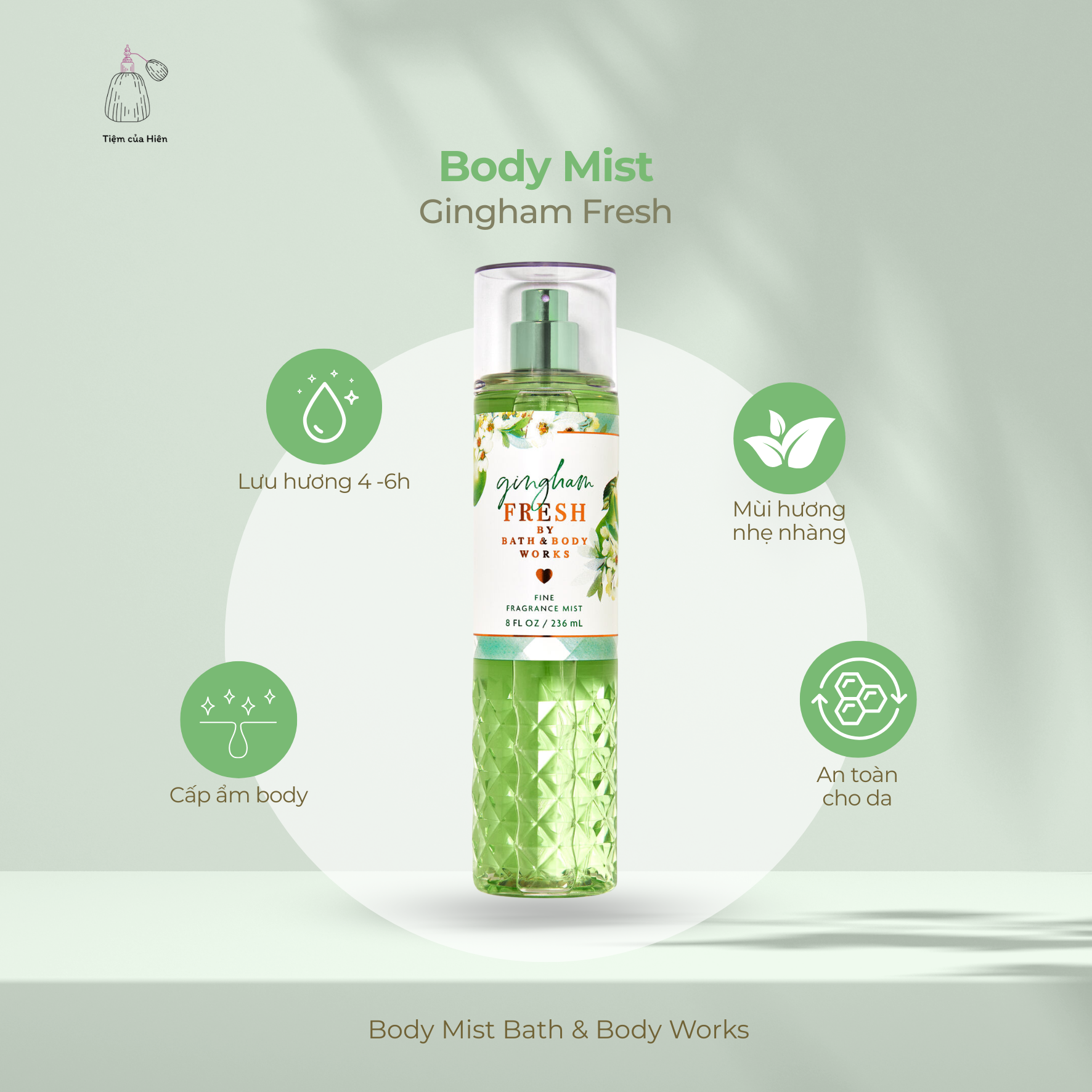 Xịt thơm Gingham Fresh - Body Mist Bath & Body Works fullsize 236ml
