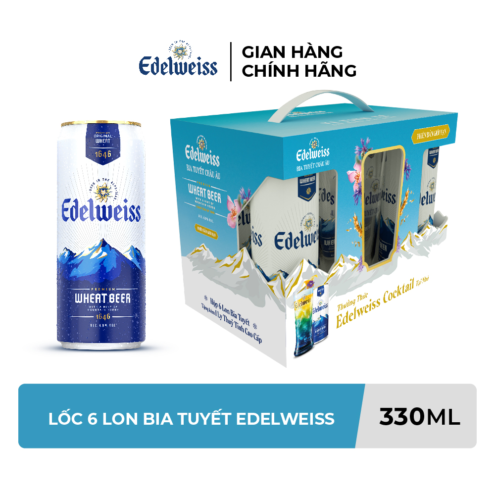 Lốc 6 lon Bia Tuyết - Edelweiss 330ml/lon - Phiên bản lễ hội