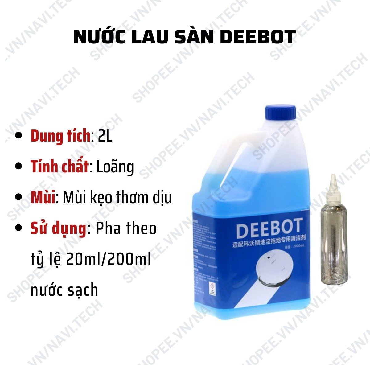 Nước lau sàn nhà chuyên dụng cho Robot hút bụi lau nhà Debot Dreame Roborock MijiaLydsto X10 2 LÍT