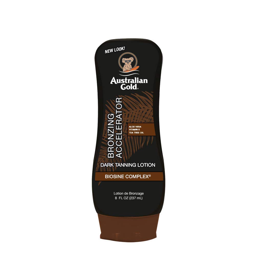 Kem Giúp Da Bắt Nắng & Nhuộm Da Nâu Đậm Tức Thời Australian Gold Dark Tanning Bronzing Accelerator Lotion With Bronzer 237Ml (Mỹ)