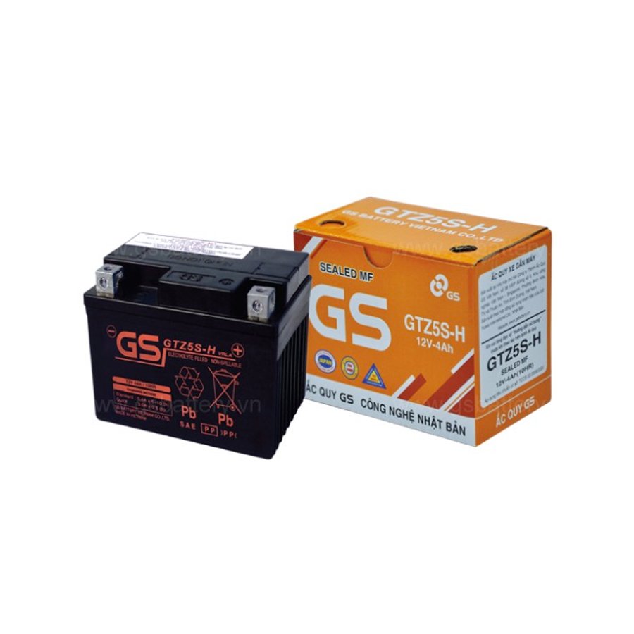 Bình Ắc quy khô GS GTZ5S-E 35Ah GTZ5S-H 4AH Wave RS Rsx Rsv S Nouvo456 Airblade110 Hayate X-Bike SKY