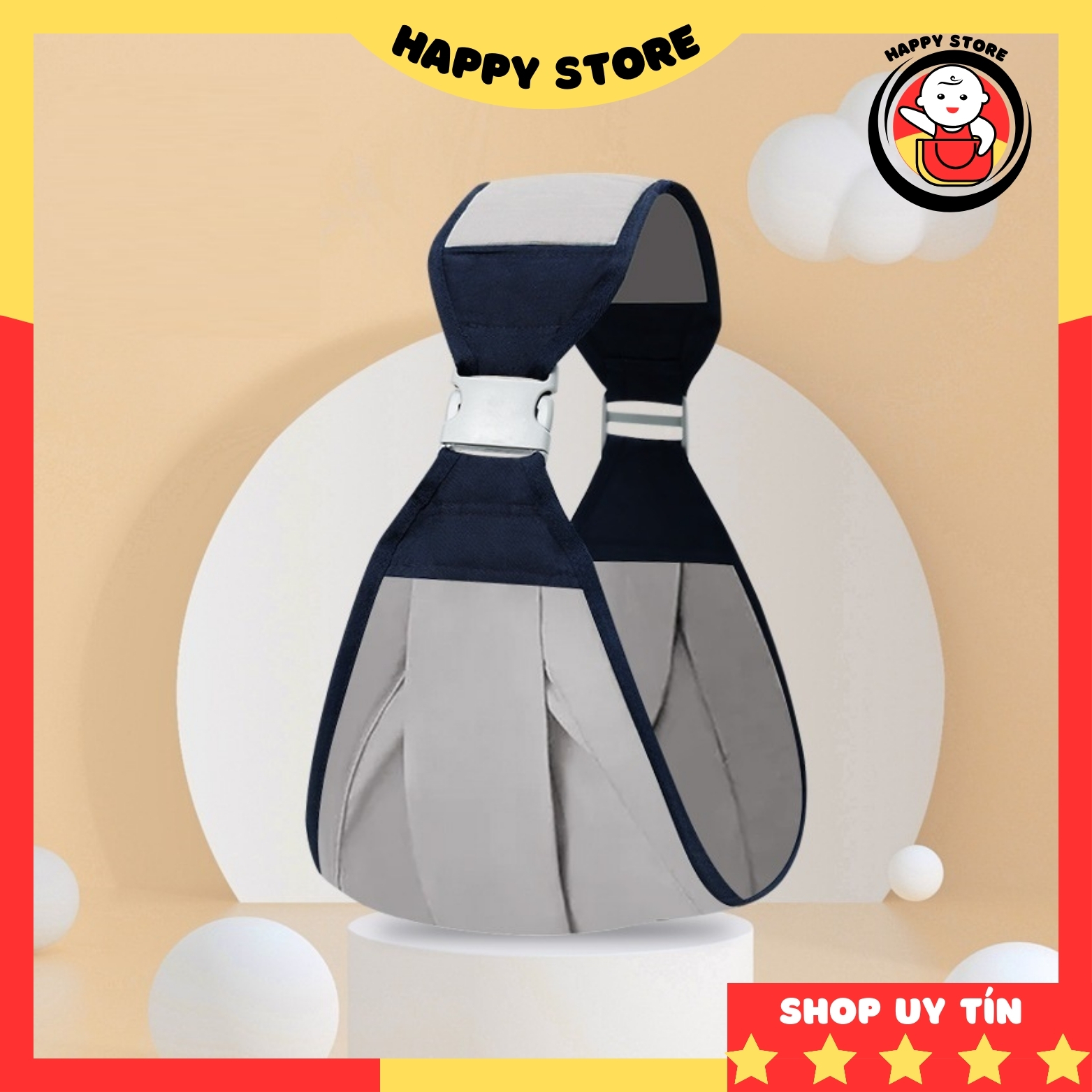 Địu em bé sơ sinh 4 tư thế đai địu vải lưới cotton nằm cho bé sơ sinh 0-36 tháng tuổi Happy Store