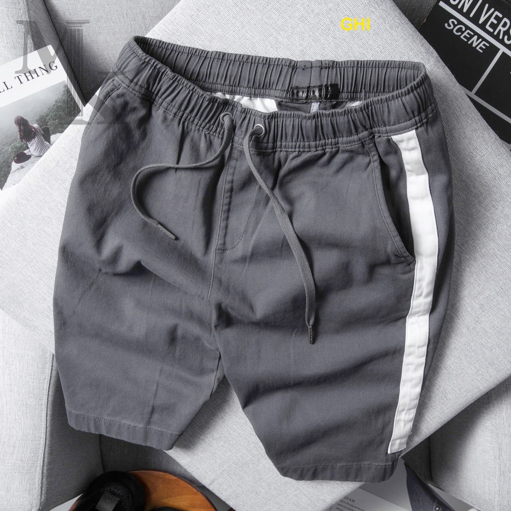 ♦  Quần Short nam Quần ngắn nam Kaki phối viền kẻ trẻ trung phong cách