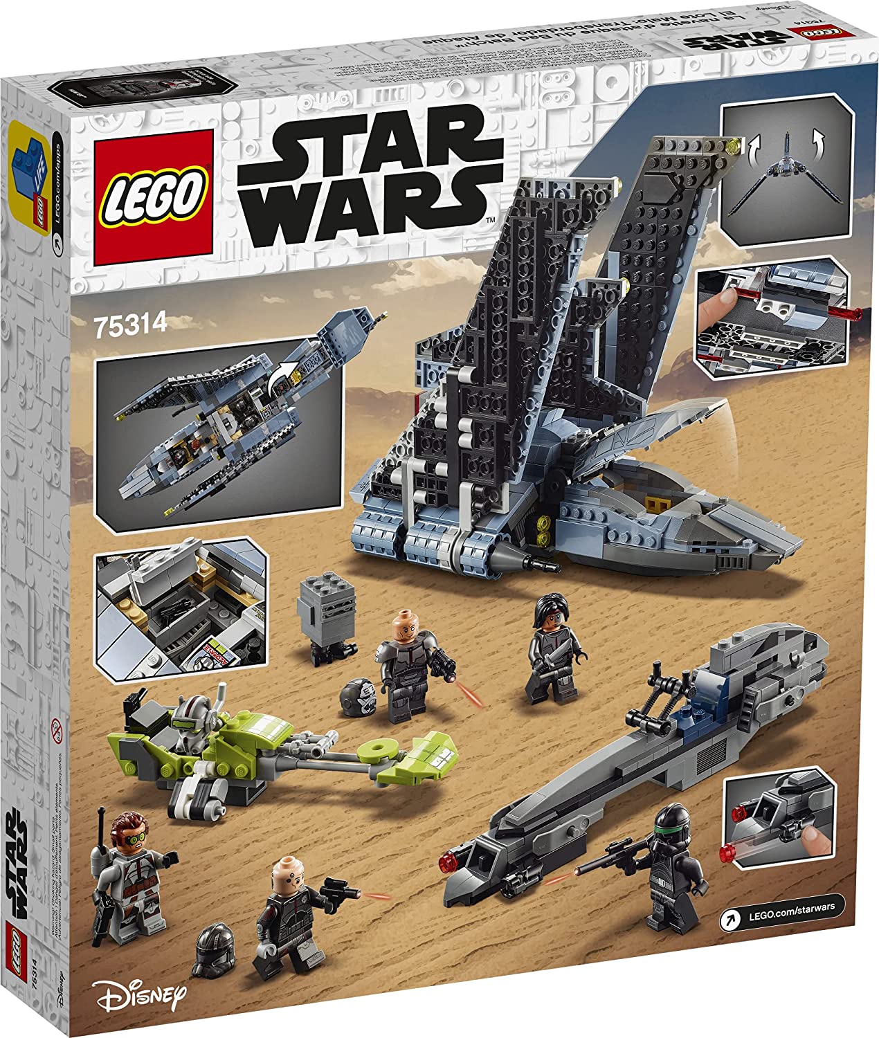 LEGO Star Wars The Bad Batch Attack Shuttle 75314 Đồ chơi tuyệt vời với 2 Speeders Minifigures of Bad Batch Attack Shuttle (969 miếng)