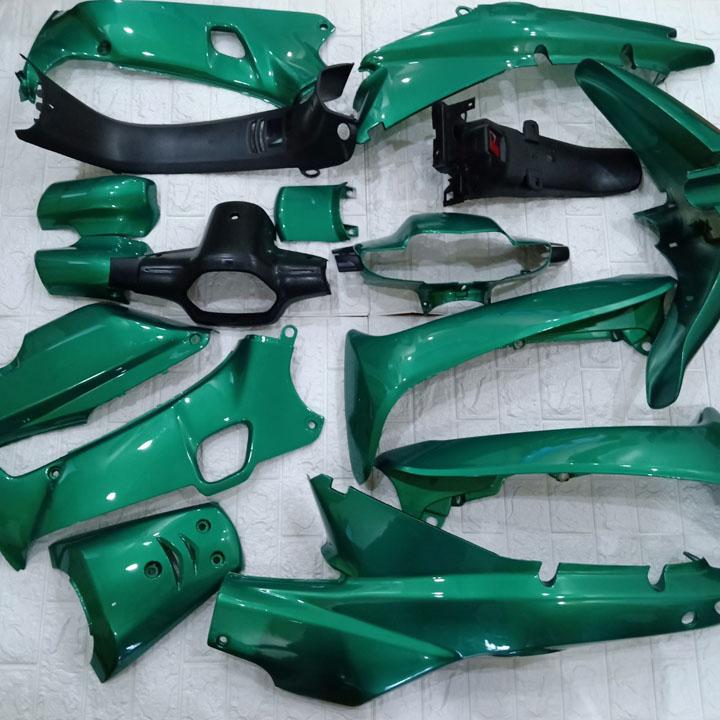[TẶNG TEM] Bộ dàn áo xe honda Wave ZX - Nhựa nguyên sinh ABS màu xanh Heineken - có KHUYẾN MẠI BỘ TEM 3 LỚP