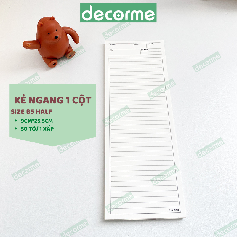 Giấy note từ vựng DecorMe giấy take note học từ vựng 50 tờ khổ B5 HALF nhiều mẫu phụ kiện văn phòng 