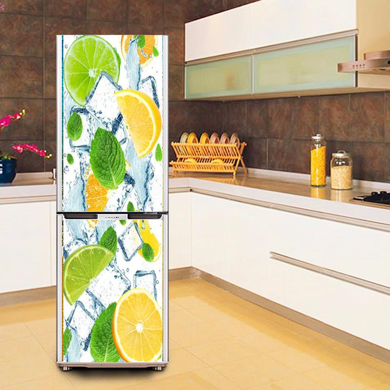 Tranh dán tủ lạnh Decan trang trí tủ lạnh 3d Cam &amp; Chanh - Decal dán tủ lạnh máy giặt kệ tường tủ quần áo...