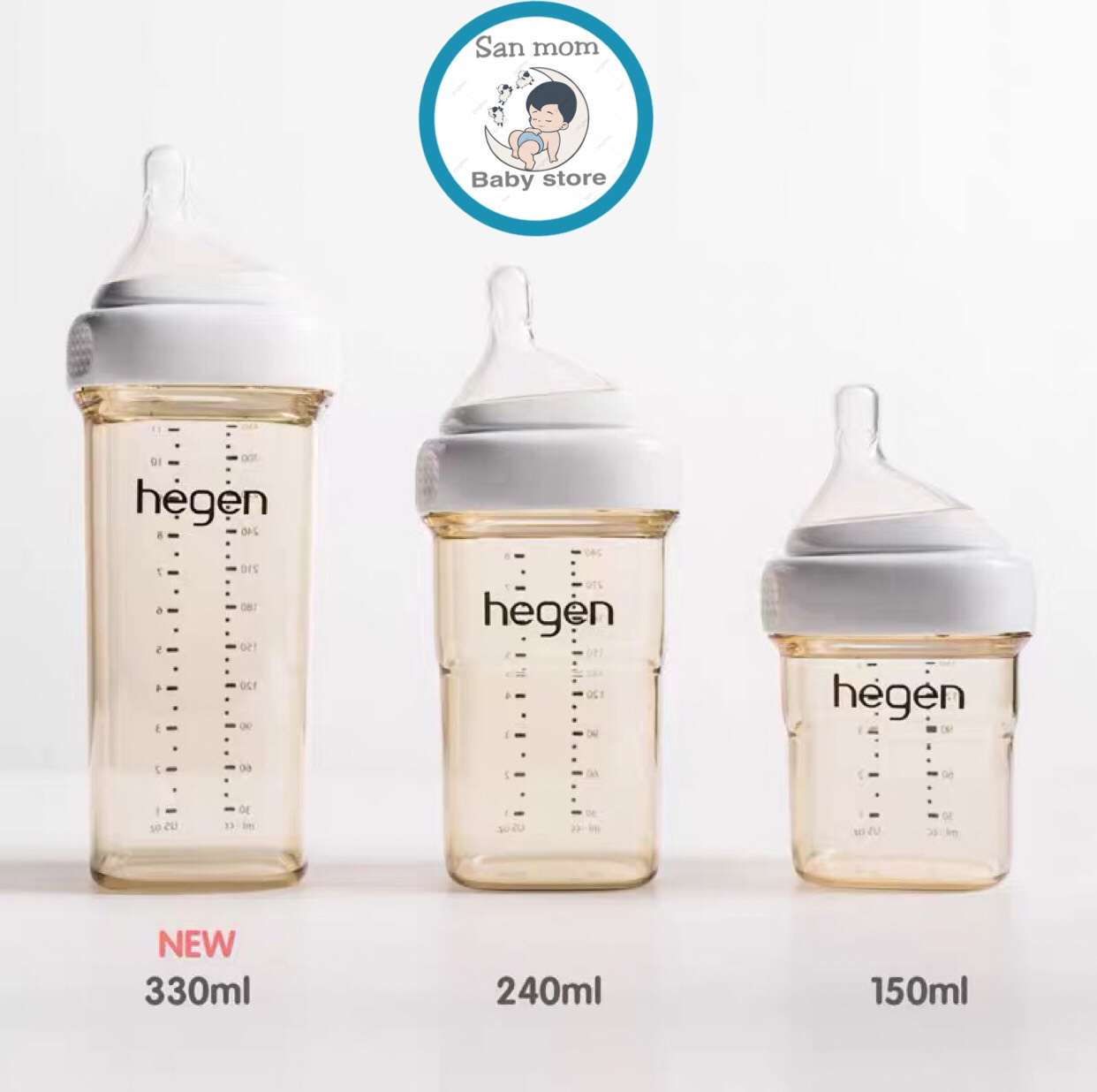 Bình Sữa Hegen Chính Hãng 150/240/330 ML Nhập Khẩu Singapore Cho Bé Sơ Sinh Đến 9 Tháng Tuổi