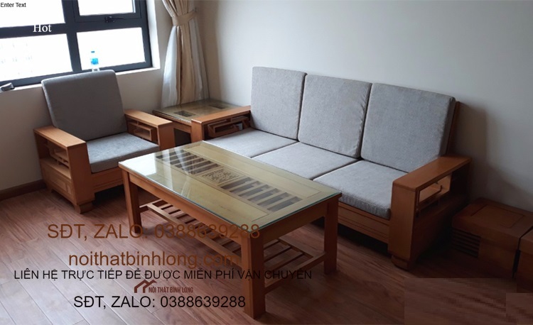 Bộ bàn ghế phòng khách sofa gỗ sồi hiện đại