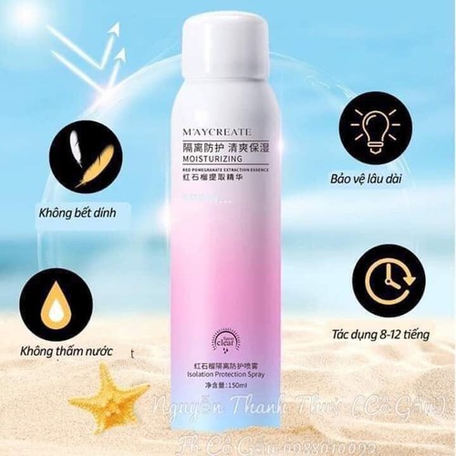 Xịt Chống Nắng Trắng Hồng Da Maycreate 150Ml Spf35 [ Hàng Nội Địa Trung Cực Ưa Chuộng ]