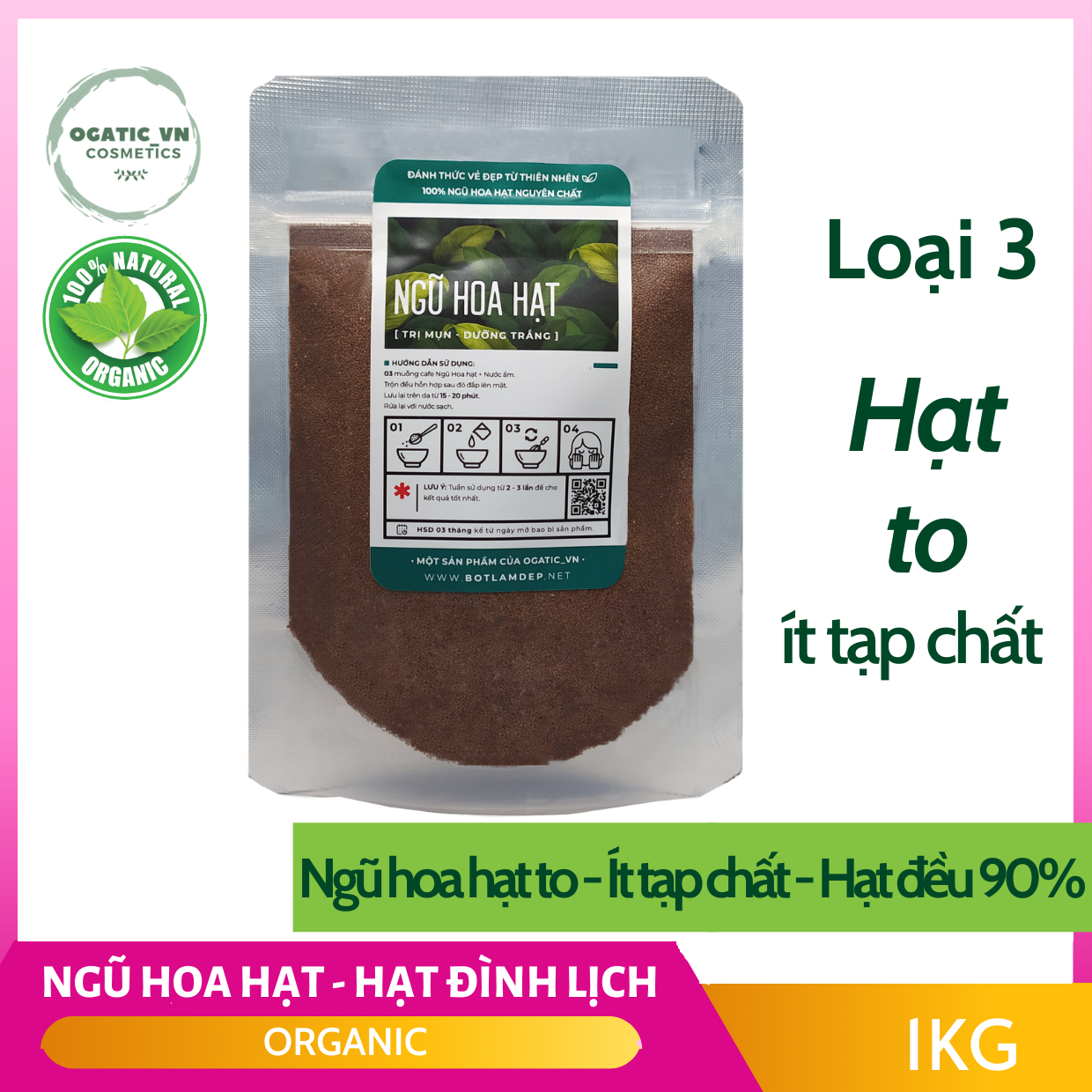 [HCM]Ngũ hoa hạt Organic ( hạt ngũ hoa hạt đình lịch) 100Gr - Handmade B1.001